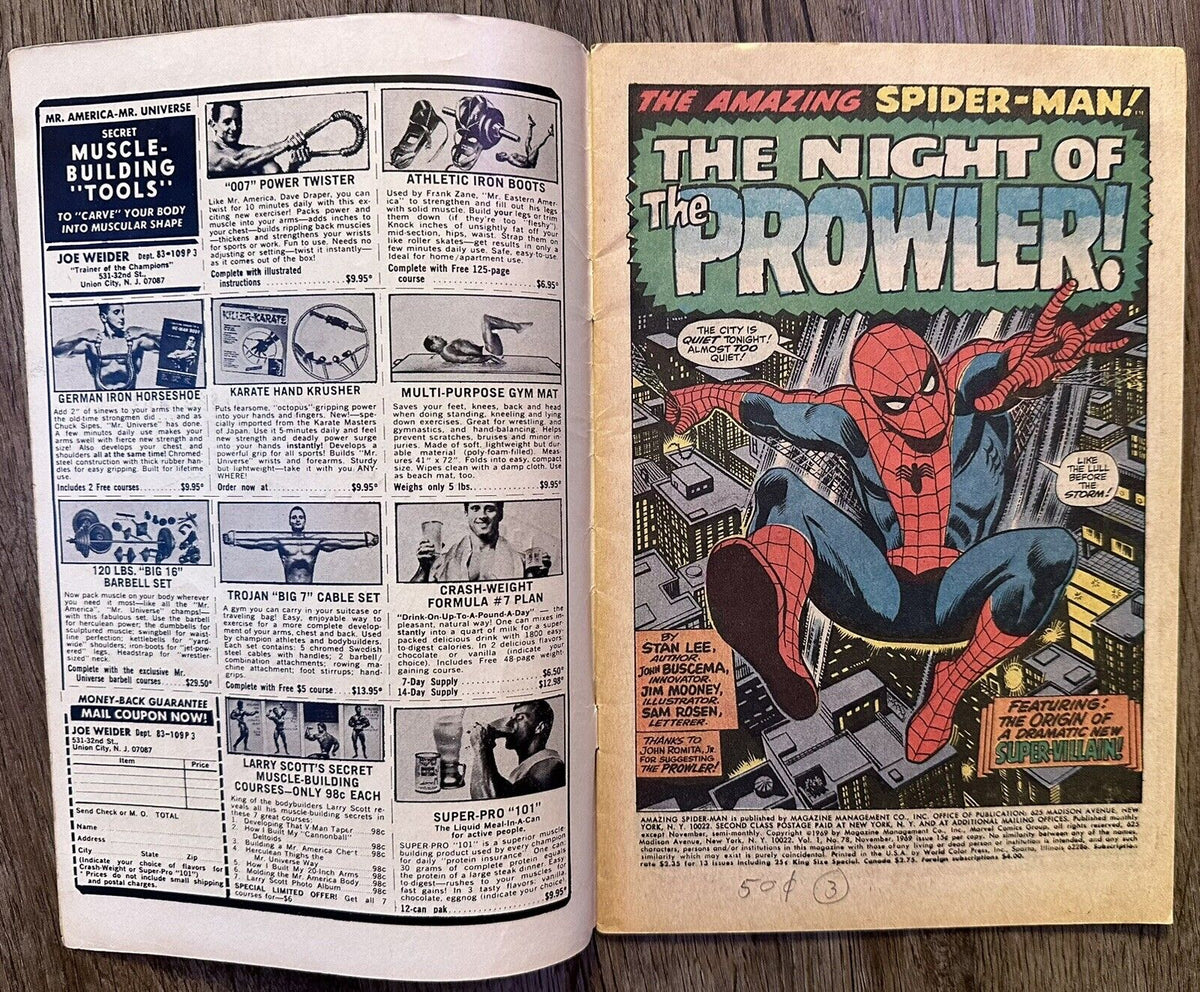 Amazing Spider-Man retailer #78 (1969, Marvel) 1st appearance of the Prowler