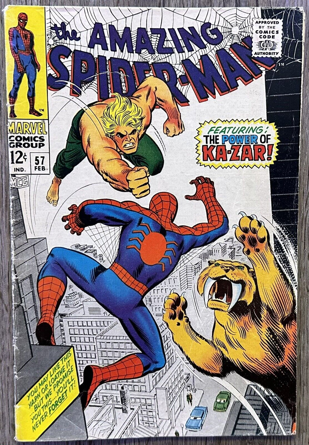 THE AMAZING SPIDER-MAN #57 (MARVEL,1968) Ka-Zar appearance.