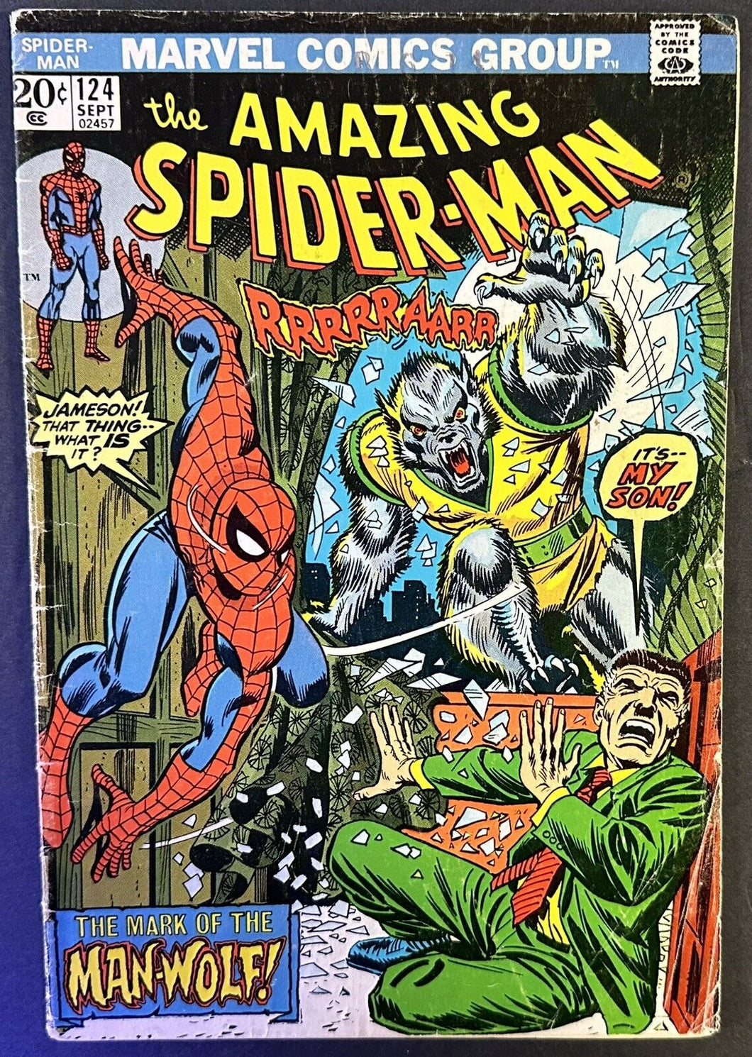 THE AMAZING SPIDER-MAN #124 (MARVEL,1973) 1ST APP OF MAN WOLF!