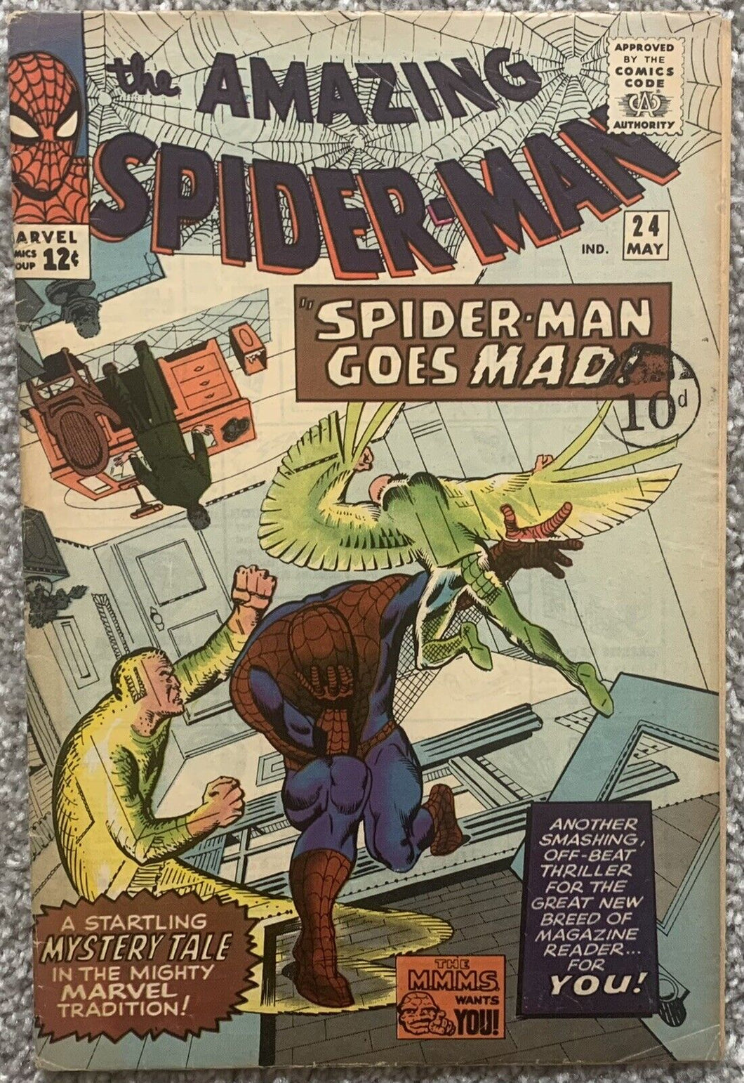 AMAZING SPIDER-MAN #24 (MARVEL,1965) Mysterio appearance.
