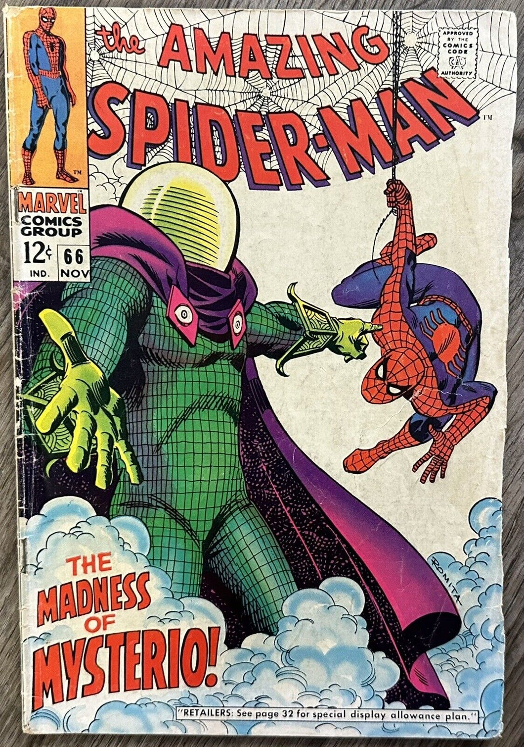 The Amazing Spider-Man #66 (Marvel, 1968) Spider-Man battles Mysterio. Green Goblin cameo.