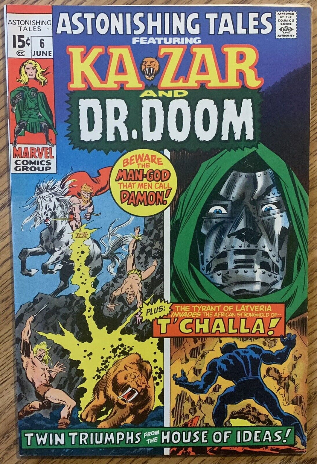 ASTONISHING TALES #6 (MARVEL,1971) Doctor Doom and Ka-Zar stories. Black Panther appearance.