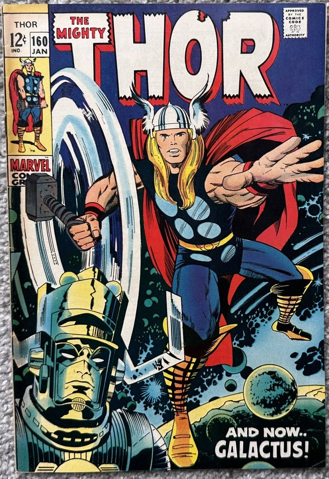 THE MIGHTY THOR #160 (MARVEL,1969) GALACTUS VS. EGO SILVER AGE