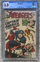 Load image into Gallery viewer, CGC 3.0 THE AVENGERS #4 (MARVEL,1964) 1ST SILVER AGE CAPTAIN AMERICA
