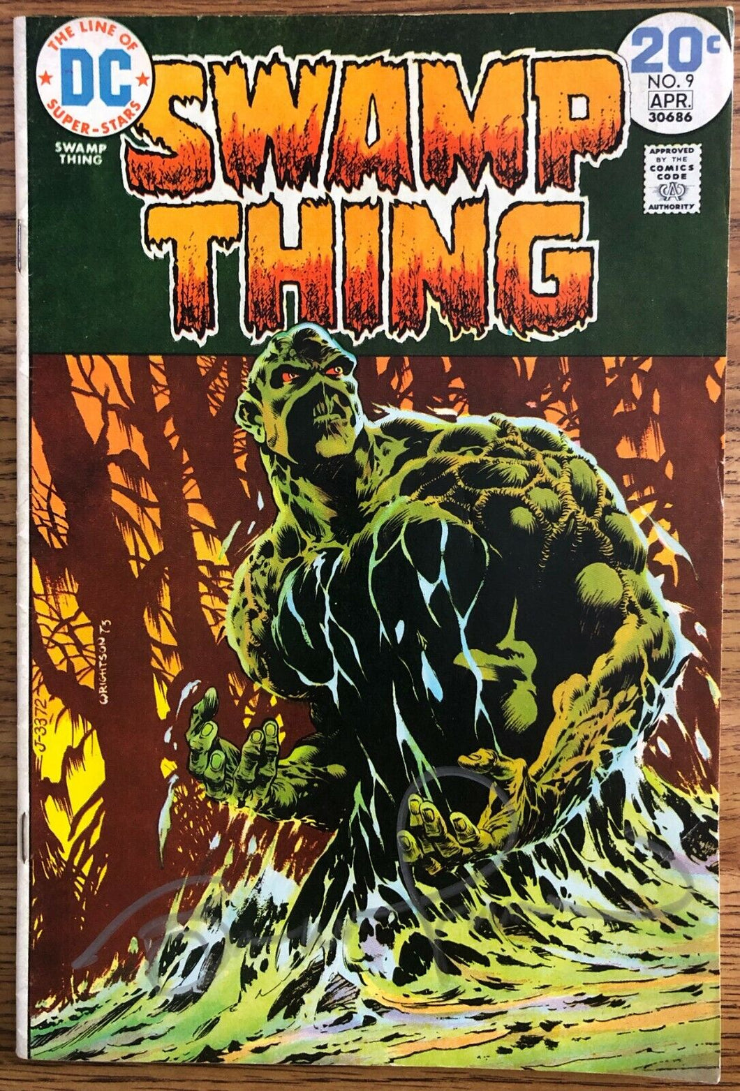 Swamp Thing #9 (DC,1974) Signed by Bernie Wrightson in Silver Sharpie