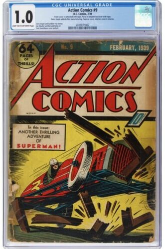 Action Comics #9 (DC, 1939) Rare Un-Restored CGC 1.0 Fred Guardineer cover & art